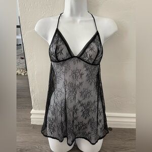 Victoria’s Secret black lace slip dress